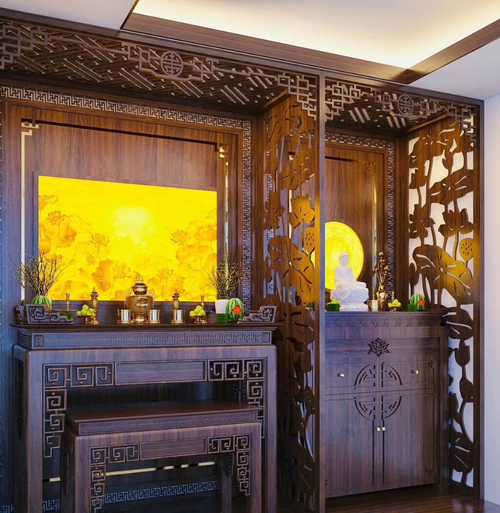 Ban Thờ Gia Tiên+Phật - Mẫu 08