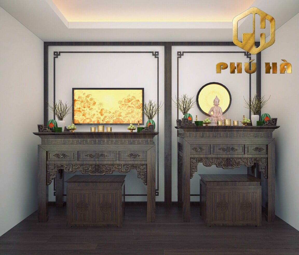 Ban Thờ Gia Tiên+Phật - Mẫu 09