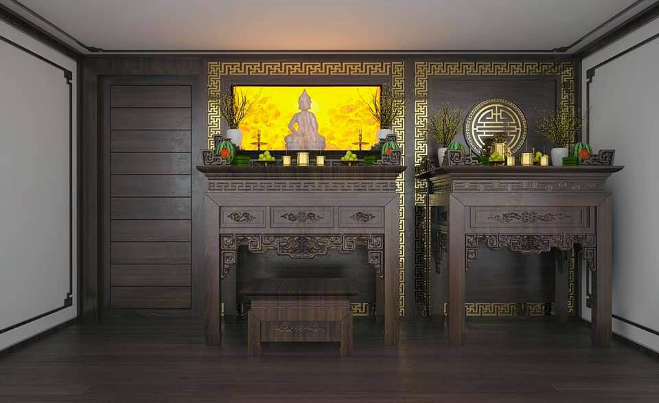 Ban Thờ Gia Tiên+Phật - Mẫu 10