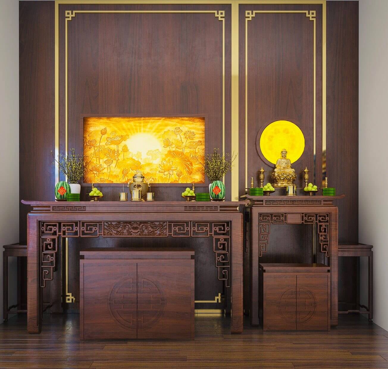 Ban Thờ Gia Tiên+Phật - Mẫu 13