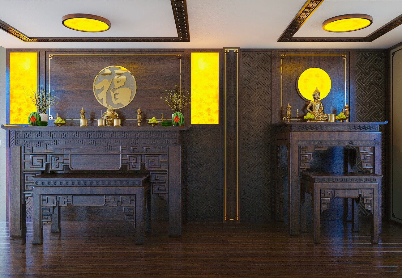 Ban Thờ Gia Tiên+Phật - Mẫu 20