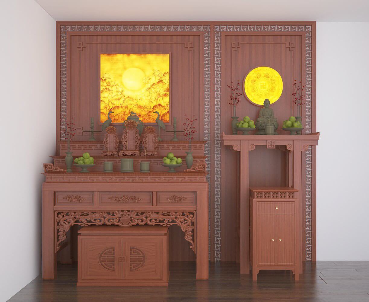 Ban Thờ Gia Tiên+Phật - Mẫu 21