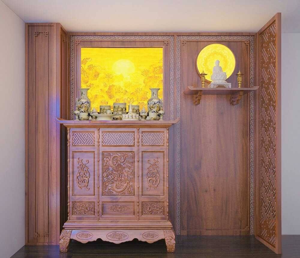 Ban Thờ Gia Tiên+Phật - Mẫu 22