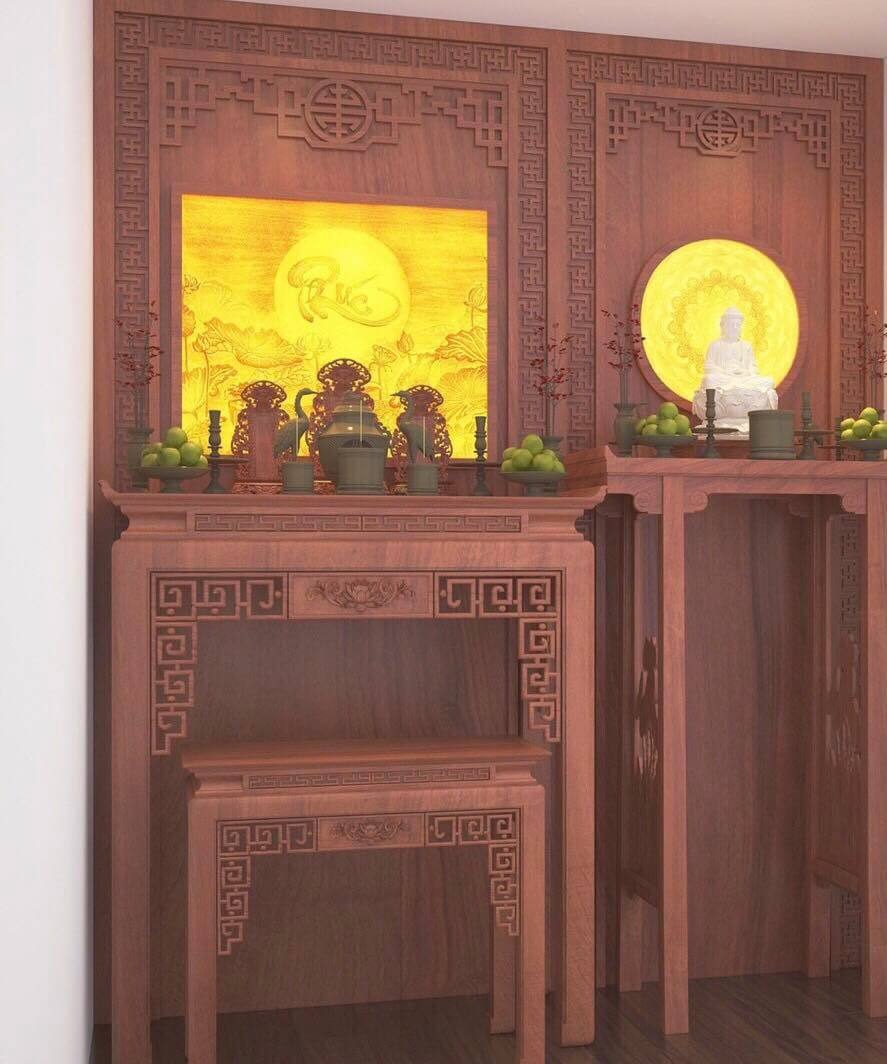Ban Thờ Gia Tiên+Phật - Mẫu 26