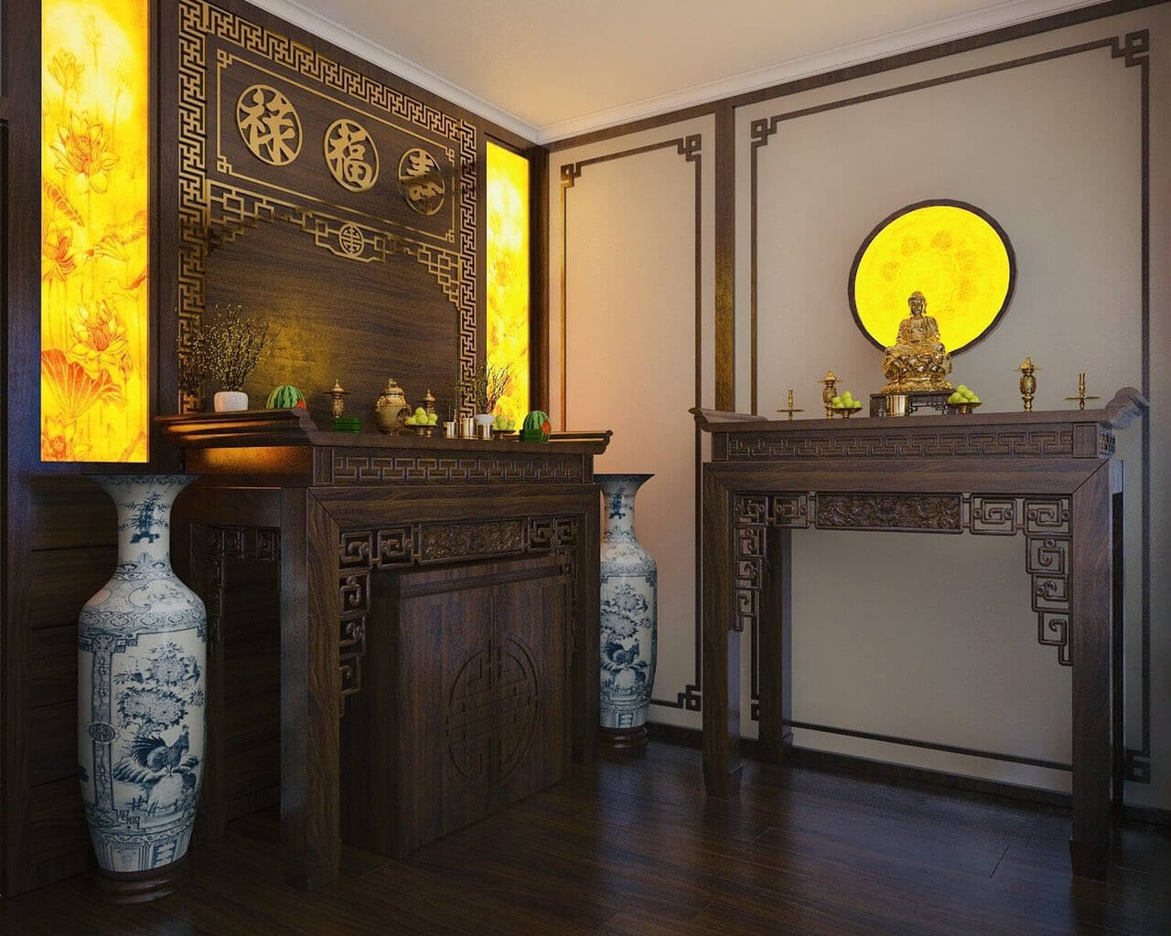 Ban Thờ Gia Tiên+Phật - Mẫu 27