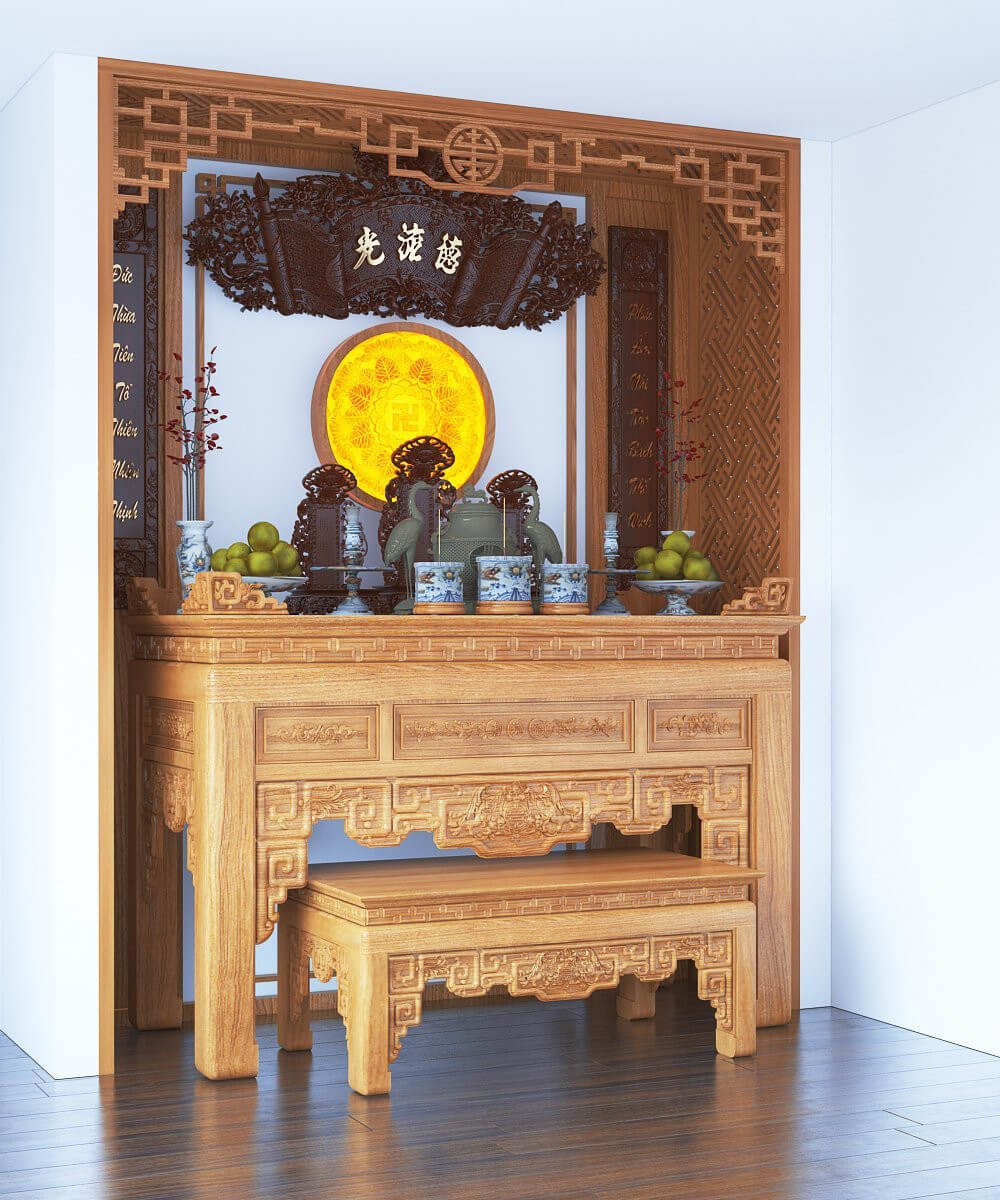 Ban Thờ Gia Tiên+Phật - Mẫu 34