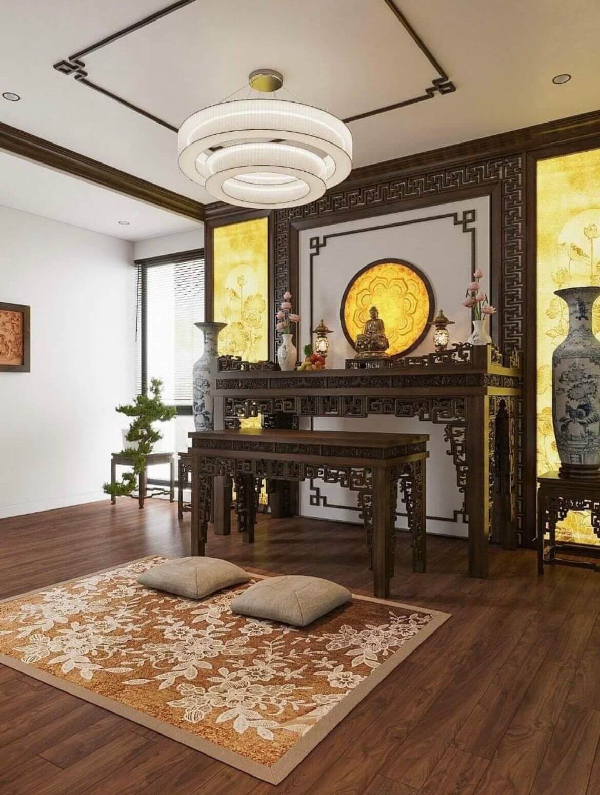 Ban Thờ Gia Tiên+Phật - Mẫu 35