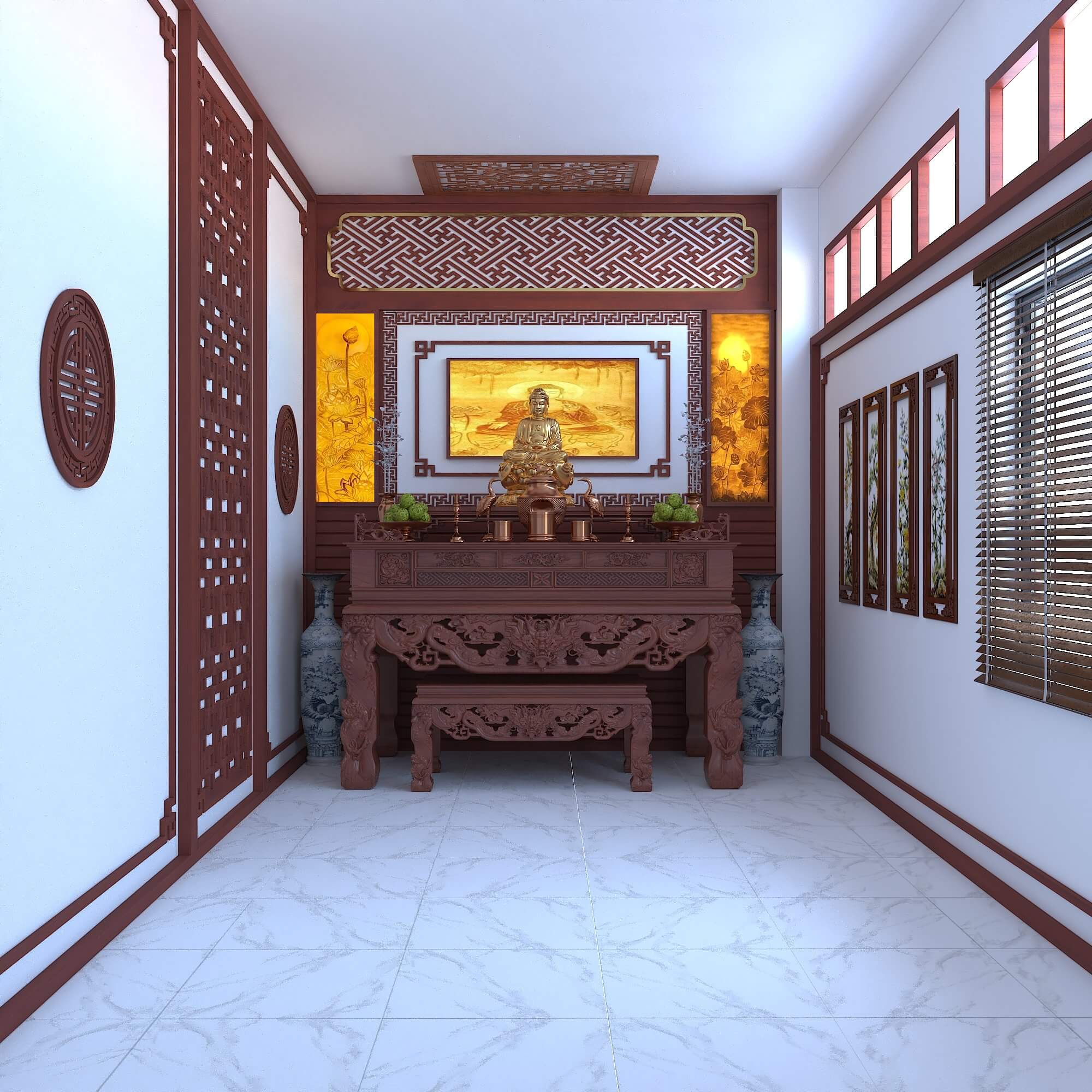 Ban Thờ Gia Tiên+Phật - Mẫu 37