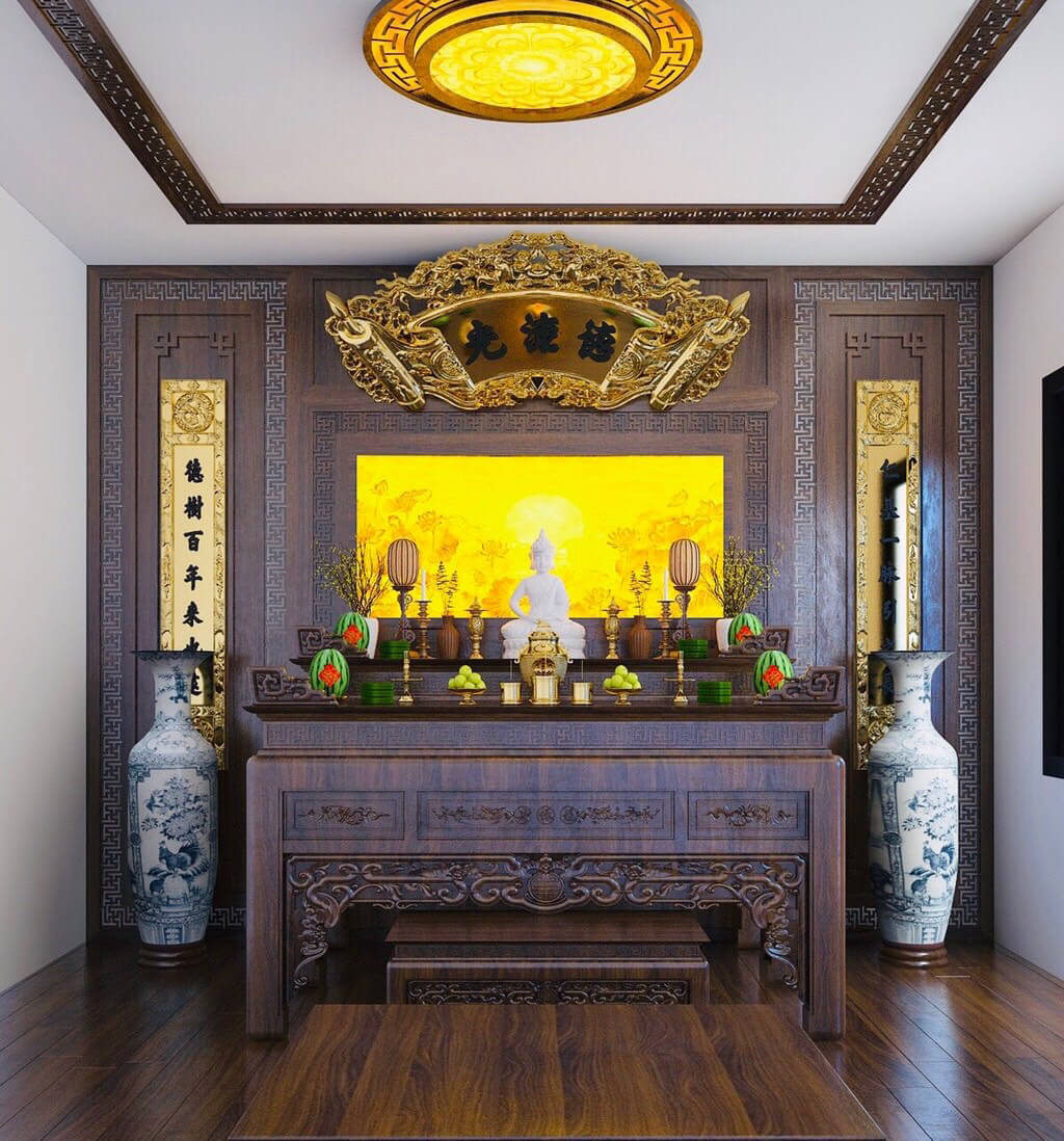 Ban Thờ Gia Tiên+Phật - Mẫu 38