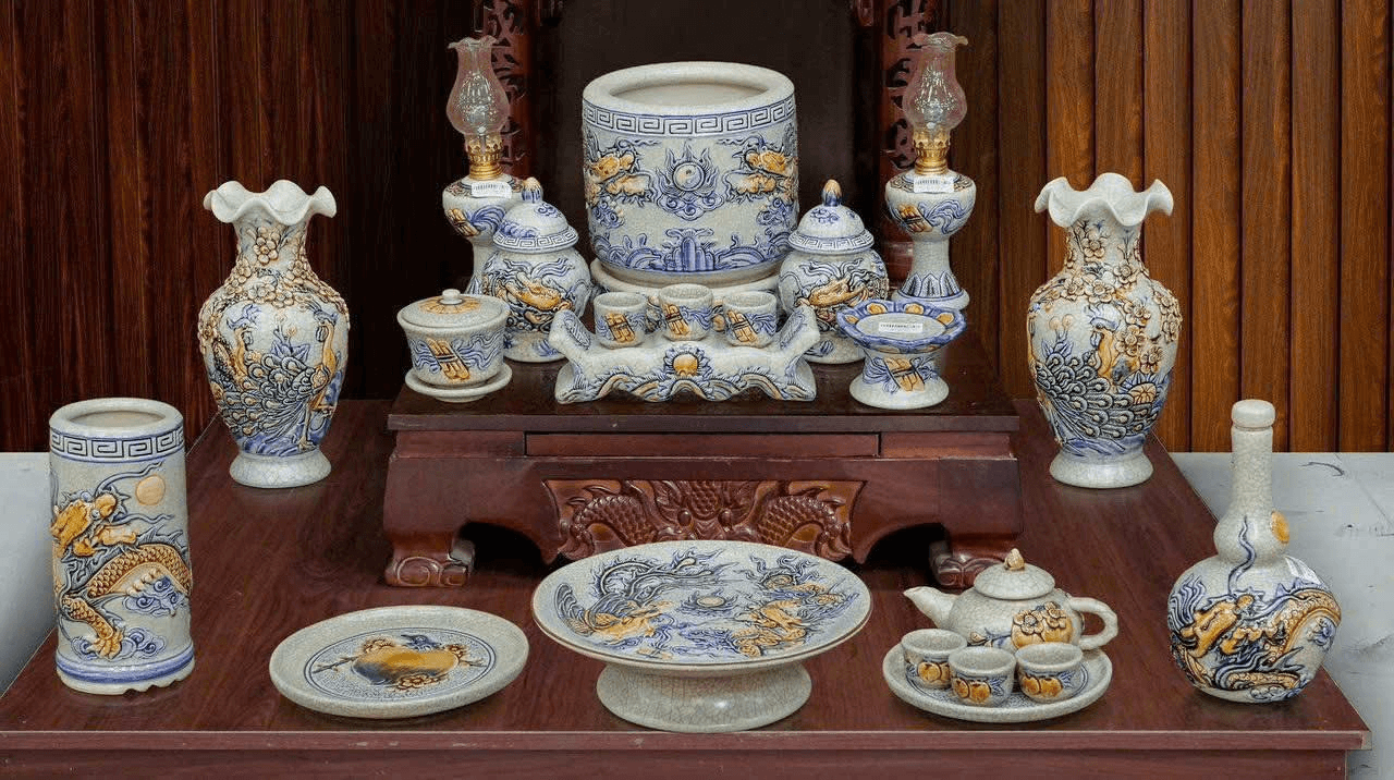 Gốm sứ men rạn đắp nổi - Bộ 07