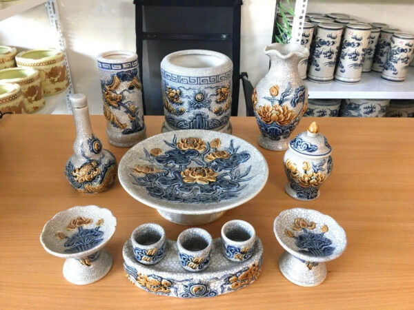 Gốm sứ men rạn đắp nổi – Bộ 11